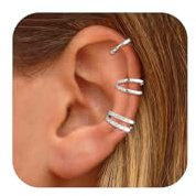 Kenivira 3 Pezzo Ear Cuff Orecchini Donna Oro Argento Regolabile Ear Cuff Orecchini Senza Buco Donna