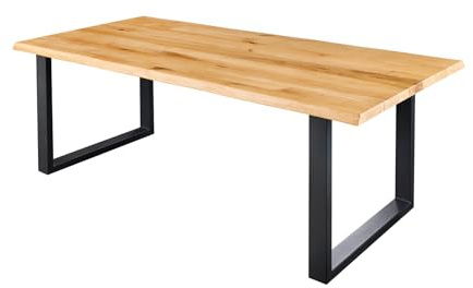 Riess Ambiente Massiver Esstisch WILD Oak - 200cm - Natur - Wildeiche Baumkante Metall U-Gestell Esszimmertisch massiv Holz