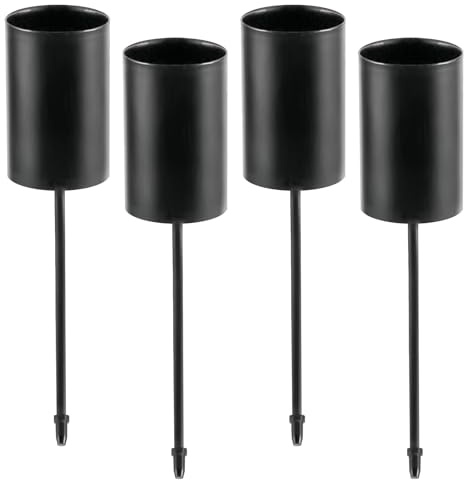 4 Stück Kerzenhalter Adventskranz Schwarz, Advent Kerzenständer | Kerzenhalter für Stabkerzen, Stabkerzenhalter Metall, Für DIY Deko & Weihnachten, Küche Haushalt, Weihnachten Deko