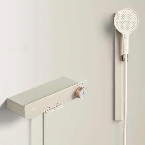 XJTNLB Mischbatterie Dusche Wandmontage Wasserfall Badewannenarmatur mit Thermostat Milch Weiß Duscharmatur Set