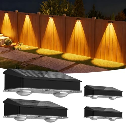 Beuaati Solar Lights Outdoor Garden, 4-Pack, Waterproof Solar Garden Lights with 3 Color Modes (Cool White/Warm White/Warm Yellow), LED Garden Lights for Walls, Steps, Fences