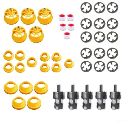 5 Sets PVC-Rohreinfädler-Kit mit 4- & 6-Punkt-Wasserrohröffner, elektrischem Lochschneider und Schneideisen-Set für Handbohrmaschine, langlebige Kunststoff- und Metallkonstruktion,