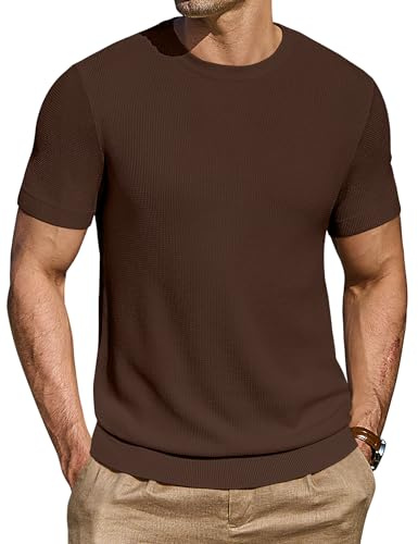 COOFANDY Camiseta De Hombre Camisa De Manga Corta Jersey Cuello Redondo JerséIs De Punto Normal