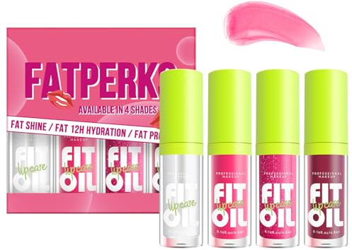 Läppglans-set, 4 färger, läppoljeset, hydrating fuktgivande läppglans, plumping och glänsande läppar vård läppolja, intensiv glans och upp till 12 timmars vård, långvarig fukt, geléliknande