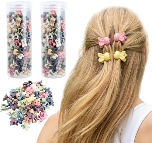 200 Pcs Mini Mollettine Colorate per Capelli Bambina - Fermagli a Forma di Orecchie di Coniglio, Fermaglio Per Capelli Piccolo per Donne e Bambine, per Trecce e Chignon