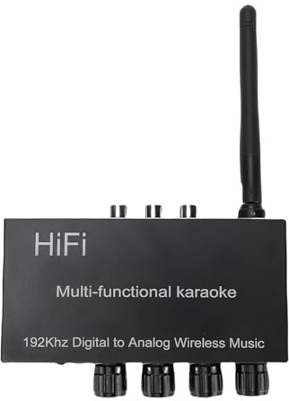 Goshyda Ricevitore Bluetooth 5.4 per Stereo Domestico, Adattatore Audio Mixer Karaoke, Convertitore Audio Digitale-analogico, con Uscita AUX da 3,5 Mm, Ingresso USB AUX Coassiale Ottico