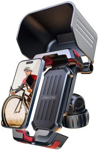 Pnitri Fahrrad-Handyhalterung [Schnellinstallation & Sonnenschutz] | Universelle Motorrad-Telefonhalterung für Fahrrad, Ebike-Lenkerklemme für iPhone 17 16, Samsung, Smartphones 4,7-6,8 Zoll