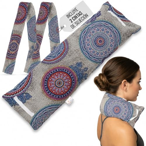 Saco Semillas Microondas-Cojin Térmico Ajustable al Cuerpo-100% Algodón con Mijo y Lavanda-Bolsa para Dolores Musculares,Menstrual y Lumbago.Funda extraíble y lavable (Azul C/F)