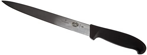 Victorinox, 5.4473.25, Fibrox, Wurstmesser, Extra scharfe Klinge, mit geradem Schliffer & Zähneschliff, robuster Kunststoff-Griff, Schwarz, Made in Switzerland, Spülmaschinengeeignet