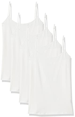 Amazon Essentials Camisola Entallada Mujer, Pack de 4, Blanco, L