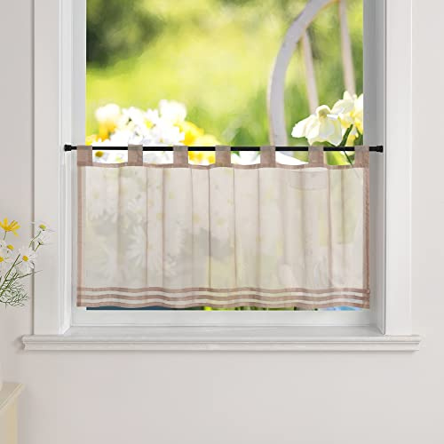 Yujiao Mao Scheibengardine Bistrogardine Modern Transparent Vorhang Kurzstore mit Schlaufen Braun HxB 30x90cm