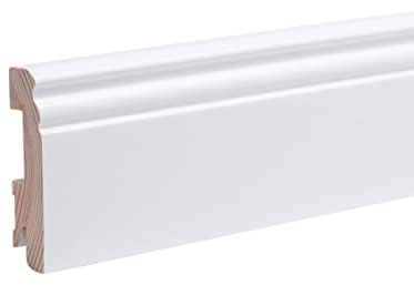 Battiscopa in legno massello – Profilo Berlino bianco RAL9010 laccato 80 x 20 x 2.400 mm