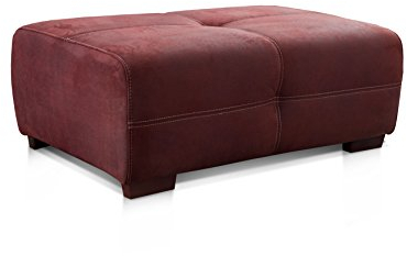 Cavadore Hocker Mavericco / Großer Sitzhocker in Lederoptik / Industrial Style / Passend zu Big Sofa und Ecksofa Mavericco / 108 x 71 x 41 cm (BxHXT) / Mikrofaser Rot (Bordeaux)