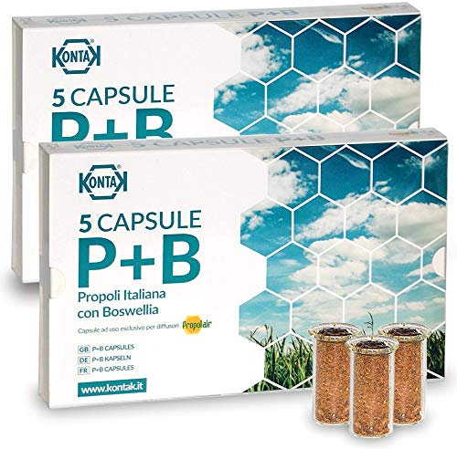 2x Kontak Propoli + Boswellia Capsule Per Diffusori Ambientali, 5 capsule Propolair -> Pacchetto contenete 2 confezioni da 5 capsule | Difese Immunitarie, respirazione