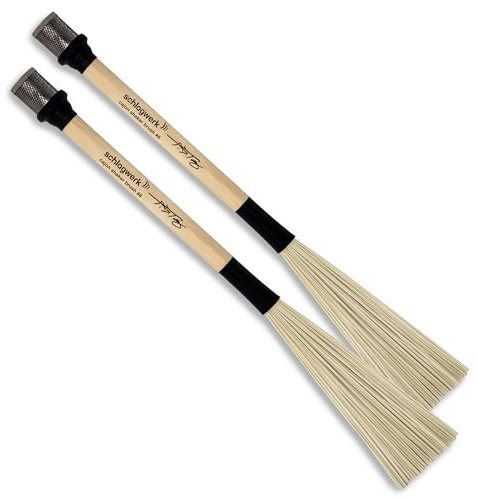 Schlagwerk BRC06 Cajon Brush #6 - Shaker Brush - 2 Stück - Percussion Brushes mit eingebautem Rhytmus Shaker - 40 cm Länge, ausbalenciert. Made in Germany - in Zusammenarbeit mit T.J.Troy