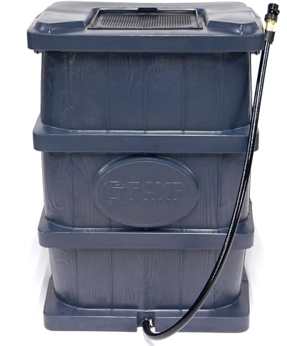 FCMP Outdoor Slim Line Design Rain Barrel, 45 Gallon, Grey
