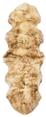 vidaXL Teppich Echtes Schaffell Hochflor Ökologisch Lammfell Öko Fell Echtfell Naturfell Deko Sofa Matte Bettvorleger 60x180cm Braun Mélange