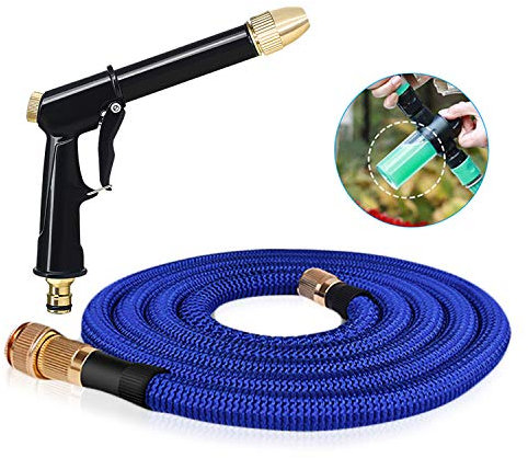 Ergocar Garden Hose 【High Pressure】 3 Times Expanding Garden Water Hose Pipe with Multi-Function Spray Nozzle / 2pcs Adaptor/Snow Foam Bottle for Cars Pets Plants (100FT=30M)