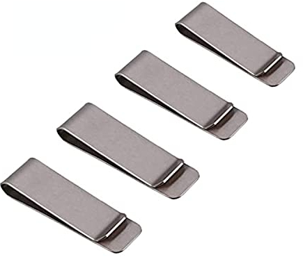 Kiwochy Geldklammer aus Edelstahl, Geldklammern, Kreditkartenhalter, Kartenhalter, Metallclip, minimalistisches Design, für Damen und Herren, 5,4 x 2,2 x 0,8 cm, silberfarben, 4 Stück