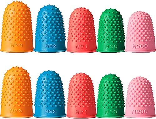 10 Stück Gummi Fingerhut zum Schutz der Fingerspitzen (5 Größen)