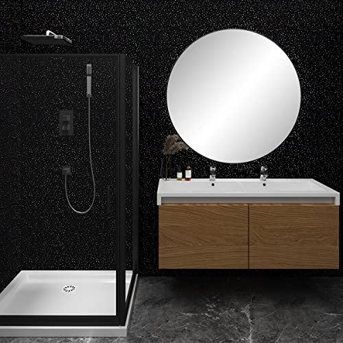 NRG Black Sparkle 10mm Wall Panels PVC Bathroom Ceiling Cladding Shower Wall Plastic Bathroom Panels 1m x 2.4m - 1 PCS