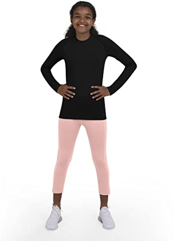 TCA SuperThermal Haut de Sport Couche de Base Performance T-Shirt à Manches Longues pour la Course ou la Musculation pour Fille - Noir, L Fille (10 à 12 Ans)