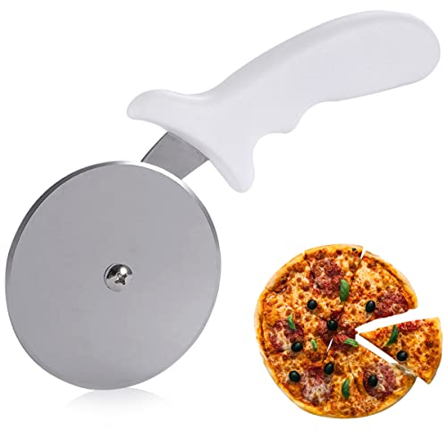 Tagliapizza Professionale, Affetta Pizza Professionale, Rotella Tagliapizza Portatile, Rotella Pizza con Lama in Acciaio Inox e Manico in Plastica Antiscivolo, MoltoFacile da Pulire(Bianca)