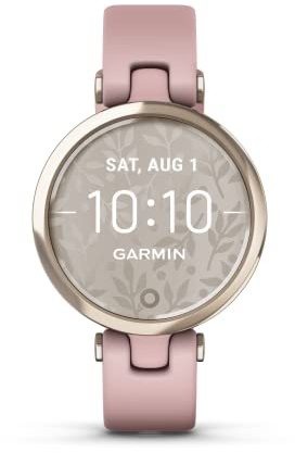 Garmin Lily (35 mm), Stylish Small Smartwatch and Fitness Tracker, Sport Edition, Patterned Lens, Bright Touchscreen Display and up to 5 days battery life, Dust Rose
