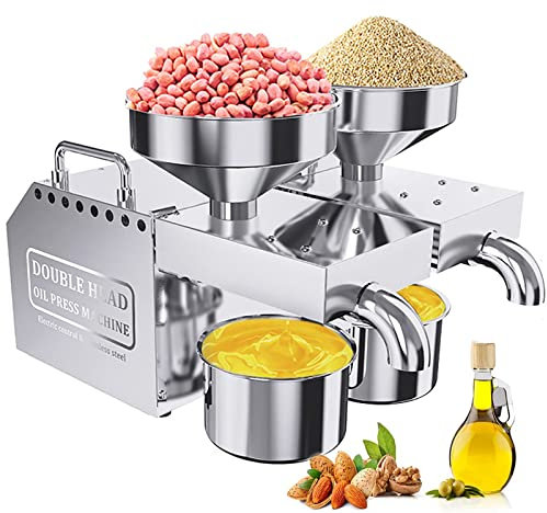1600W Oil Press Machine with Double Oil Outlets, Commercial Electric Oil Press Extractor, 6-13 Kg/H, Dual Operating Systems/Full Intelligent Numerical Control, for Walnuts Peanuts Seeds