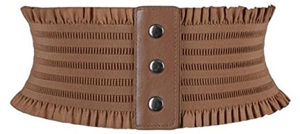 COOKOE Schwarzer elastischer breiter Bund Kummerbund aus PU-Leder für Damen