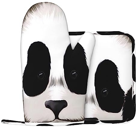 Simpatico Animale Panda Guanti Da Forno E Pentola Supporti Resistente Al Calore 2pcs Set BBQ Guanti E Pastiglie Per Cottura Cottura Grigliare