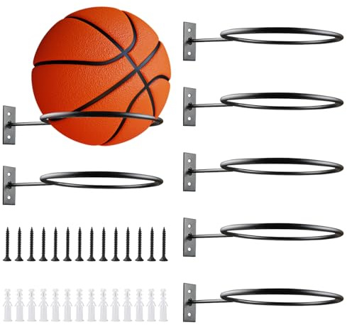 DNDGDLUA 7 Stücke Wandhalterung Ball Rack, Montiert Ball Wandhalterung, Sport Ball Rack für Basketball Fußball Rugby Volleyball Fußball Display, ballständer, Ball aufbewahrung, ballhalterung Wand