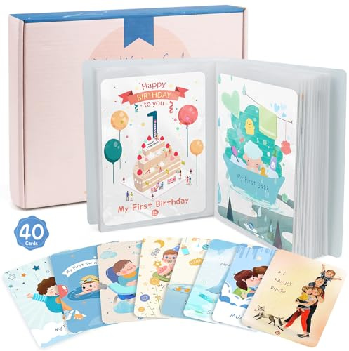 Leacckl Baby-Meilensteinkarten, 40 Meilensteinkarten für die Dusche, Erinnerungs-Meilensteinkarten, Meilenstein-Geschenk für Frischgebackene Eltern