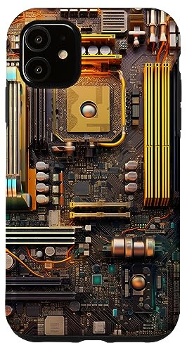 Coque pour iPhone 11 Coque de téléphone carte mère Fantasy Tech CPU Chipset Bios RAM