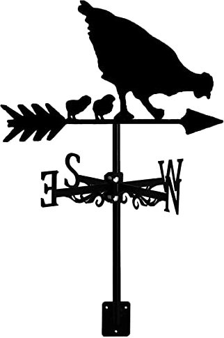 CENMEN Girouette de poule et poussins - Silhouette de girouette de poule rétro - Indicateur de direction du vent pour ferme en plein air