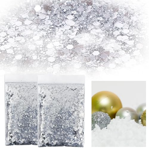 Lithyc 100g Glitzerpulver Zum Basteln, Silber Glitzer, Pailletten-Glitzerpulver, Diy Handwerk, Glitzer Zur Dekoration,Geeignet FüR ManiküRe, Gesichts-Make-Up, Kartendekoration, Papier