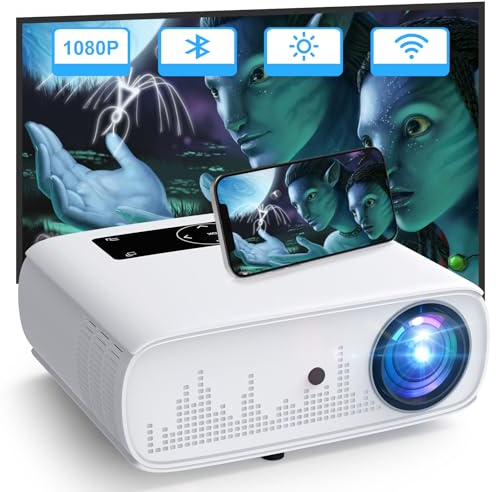 HOPVISION Proiettore 4K Native 1080P Full HD Home Cinema Bluetooth Con WLAN 15000 Lux 350'' Display Compatibile Con TV Stick, HDMI, USB, X-Box, iOS/Android