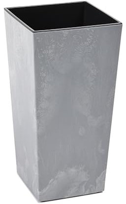 Gordanluk Tall planter Concrete effect plant pot Designed Flowerpot with plant riser extra large plant pots indoor plant pots outdoor flower pot (Concrete Effect Grey, 30 x 57cm)