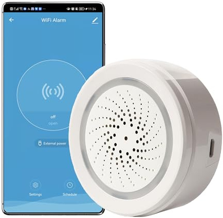 【Smart Wi-Fi-sirenalarm】Trådlös stroboskop-siren med ljud- och ljuslarm, 100 dB ljud, appfjärrkontroll, inbrottslarm, vänster med Tuya smarta enheter för hemsäkerhet och hemautomatisering