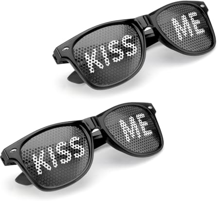 2 Stycken Festglasögon Motiv KISS ME - Solglasögon för Party, Karneval, Rave, Fester, Klubbar, Köpcentrum - Fotorekvisita