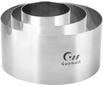 Guowall Stainless Steel 4/6/8 Inch Cake Rings, Seamless Mousse Mould, 3Pcs Round Baking Mold for Cake, Height 3.94 Inch