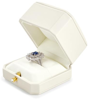 Oirlv Creme Weiß PU Leder Ring Box Ring Schatulle für Vorschlag,Verlobung, Hochzeiten und Jahrestag