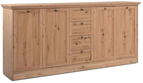 Homestyle4u 2750, Kommode Landhausstil 200cm breit mit Schubladen Holz Eiche Sideboard Beistellschrank Anrichte