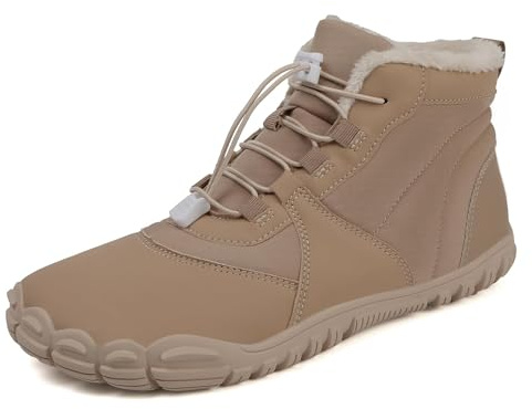Zureto Chaussures pieds nus d'hiver, chaussures de randonnée pour homme et femme, imperméables, larges orteils nus, chaussures de randonnée, kaki, 42 EU Large