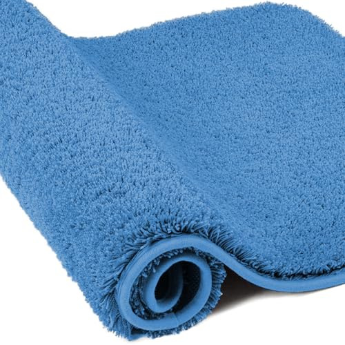 wyewye Mikrofaser-Badematte, Türmatte, super dicker Badteppich von 2 cm, super saugfähige Badematte 60x120 cm, blau
