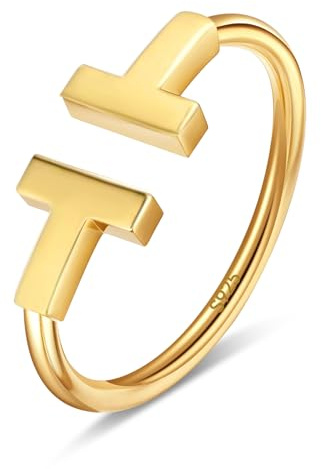 Damen Ringe Gold Wasserfest,Goldene Buchstabe T Ring Sterling Silber 925 Frauen,Schmuck,Dupes,18.Geburtstag Mädchen,Geschenke für Freundin,Geburtstag,Jahrestag