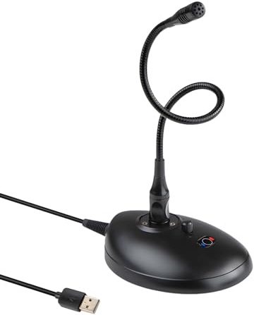 Microphone de bureau XLR col de cygne avec micro USB avec micro à 360°, sourdine One-Touch pour un son professionnel