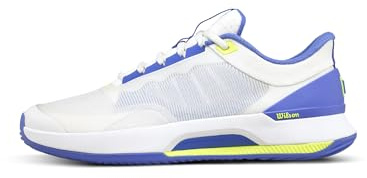 WILSON Intrigue Tour Women's Padel Shoe - White/Amparo Blue/Safety Yellow, Size 7.5 US