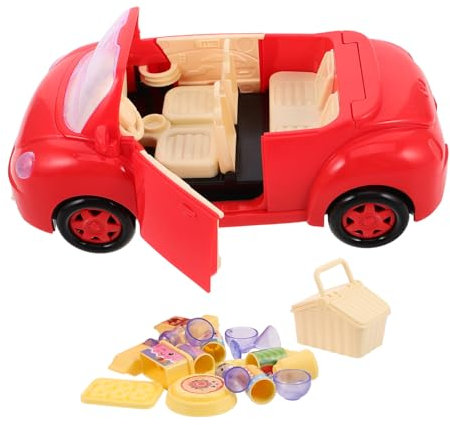 Yardwe 1 Set Picknick Spielzeugwagen Simulation Von Lebensmitteln Spielzeugfahrzeug Lebensmittelkorb Rollenspiel Miniatur Picknick Offenes Auto Rollenspiel Simulation Picknick