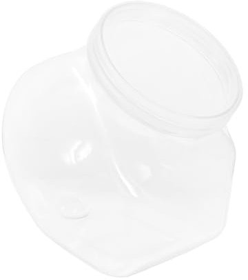 Yardenfun Tarro de Plástico Transparente de 2000ml, Boca Ancha y Cierre Horizontal, Diseño Inclinado para Almacenar Alimentos en Cocina y Cafetería